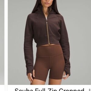 lululemon scuba full zip cropped jacket brown